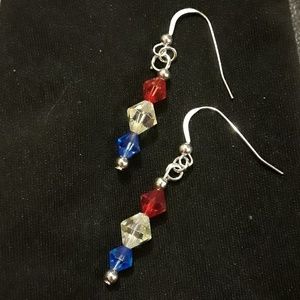 Proud2B American earrings!!!  Dangle glass bicones